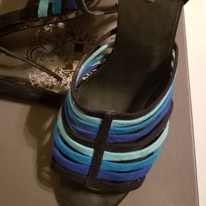 Zara navy blue strappy heels